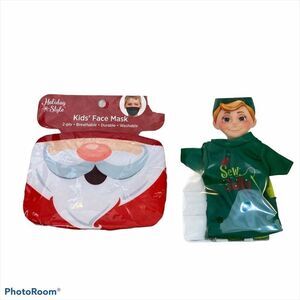 BNWT Kids Santa Mask and Elf on‎ The Shelf Shirt